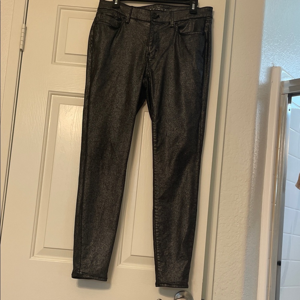 White House Black Market Shimmering Black Skinny Jeans